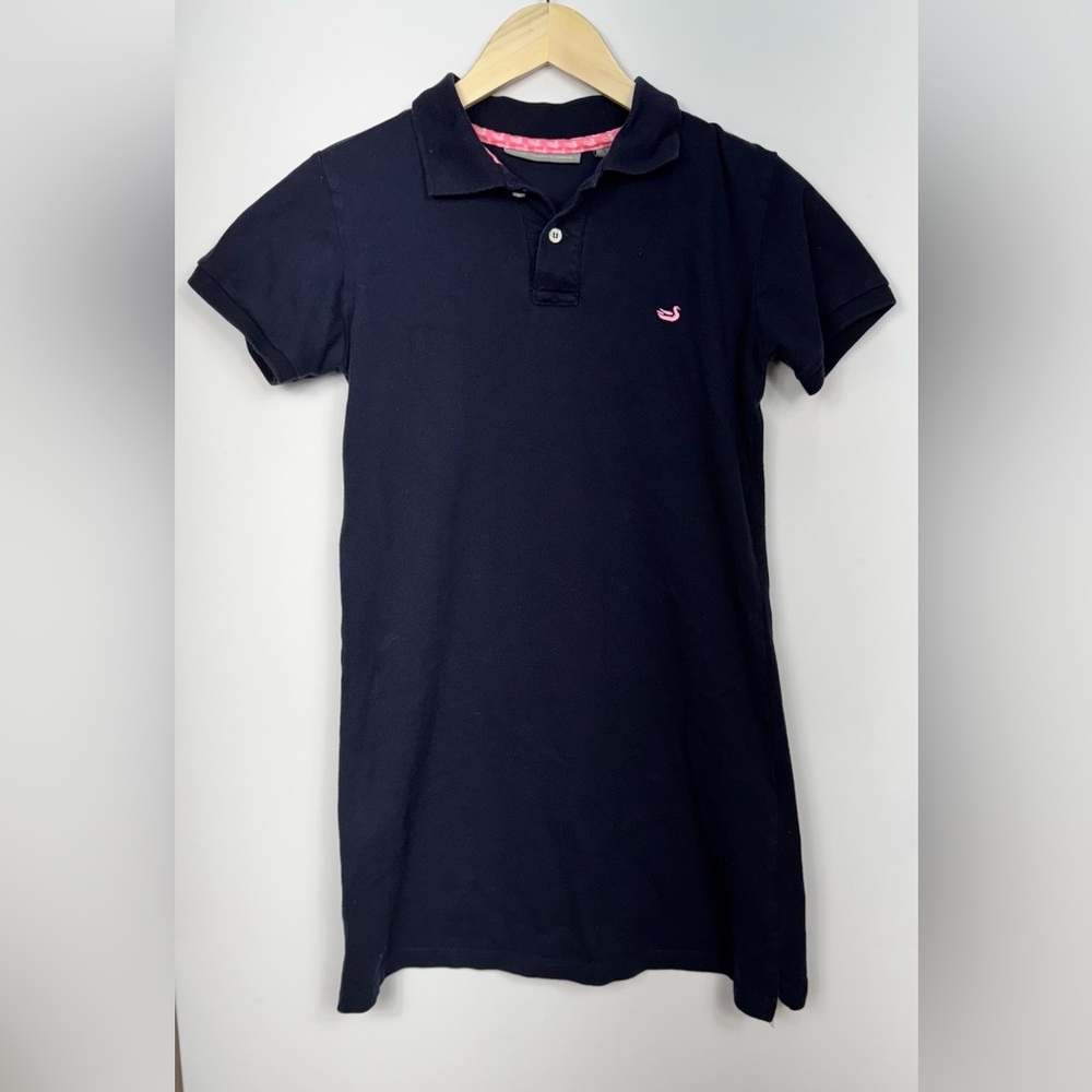 Southern Marsh Dress Women Med Navy Blue Polo Mini Shirtdress Short Sleeve
